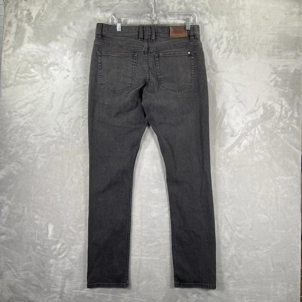 Travis Mathew Jeans Mens 32x31 Slim Straight Skinny Black Denim Cotton Stretch